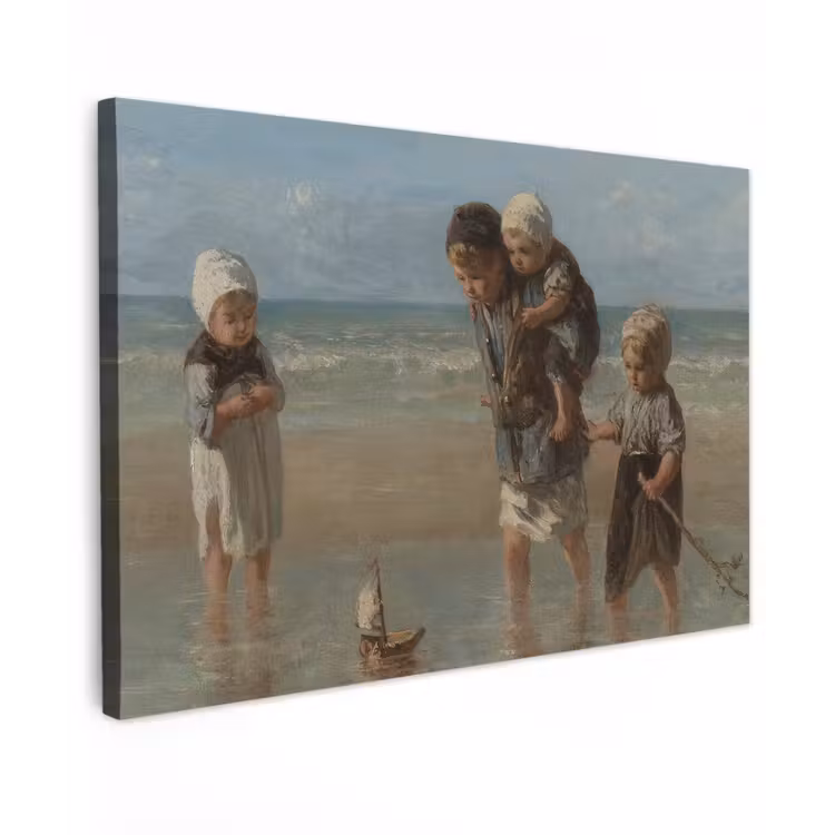 Kinderen der zee - Schilderij van Jozef Israëls canvas 2cm klein -z3d