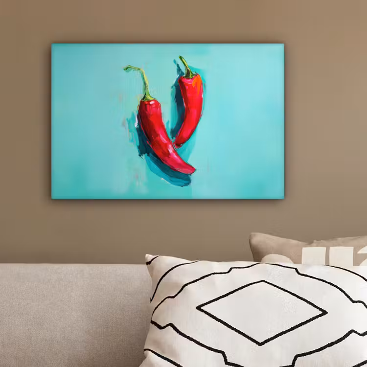 Chilipepers - Geverfd - Rood canvas 2cm klein -sfeer3