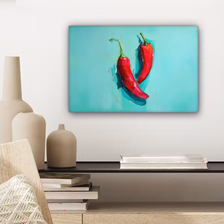 Chilipepers - Geverfd - Rood canvas 2cm klein -sfeer6