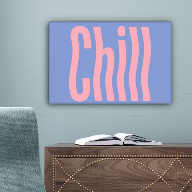 Chill - Roze - Blauw - Golvend canvas 2cm klein -sfeer4
