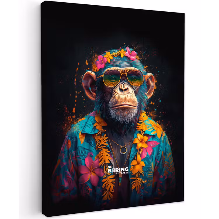 Chimpansee met Hawaii blouse canvas 2cm klein -z3d
