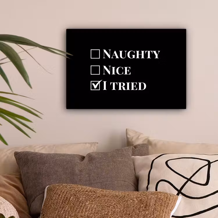 Kerst - Zwart - Wit - Quote - Grappig canvas 2cm klein -sfeer1