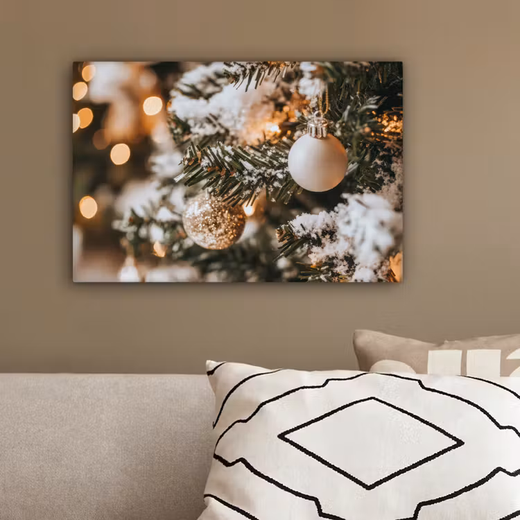 Kerst - Kerstboom - Winter - Binnen - Sneeuw canvas 2cm klein -sfeer3