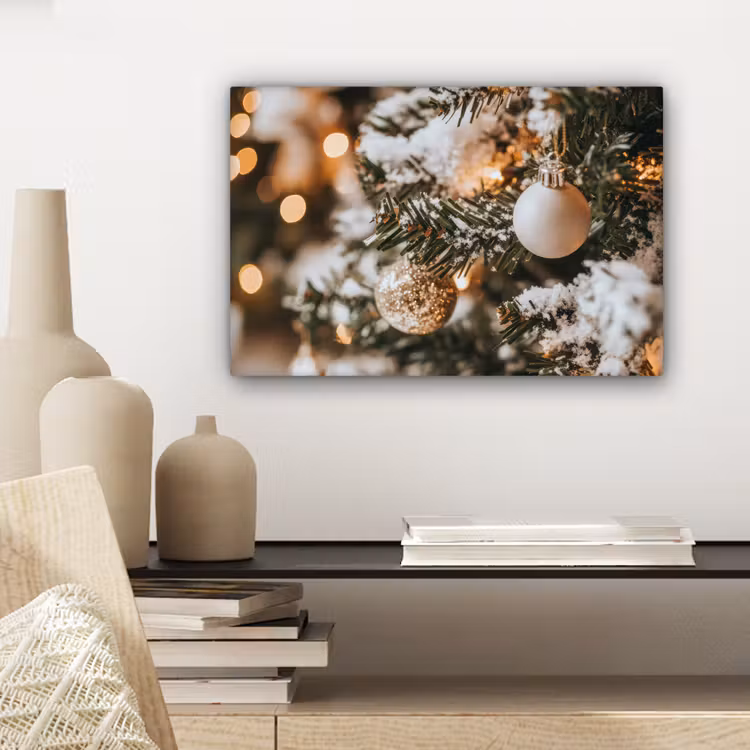 Kerst - Kerstboom - Winter - Binnen - Sneeuw canvas 2cm klein -sfeer6