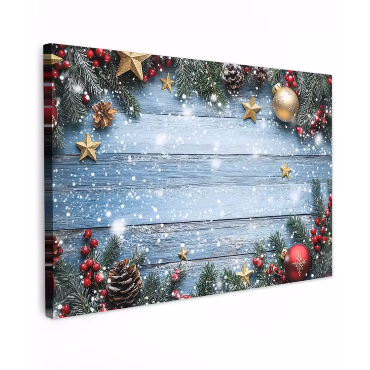 Kerstomlijsting - Sneeuw - Meerkleurig canvas 2cm klein -z3d