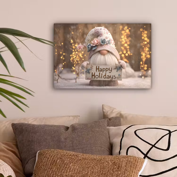 Kerst - Gnome - Bord - Kleurrijk canvas 2cm klein -sfeer1