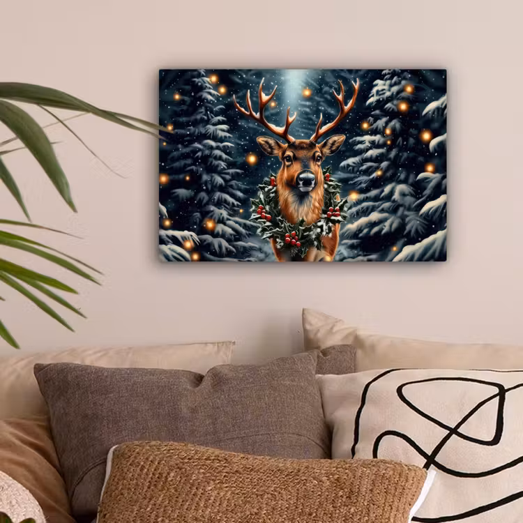 Kerst - Magie - Bos - Kleurrijk canvas 2cm klein -sfeer1