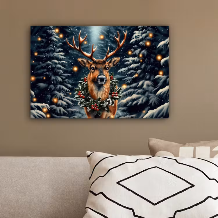 Kerst - Magie - Bos - Kleurrijk canvas 2cm klein -sfeer3