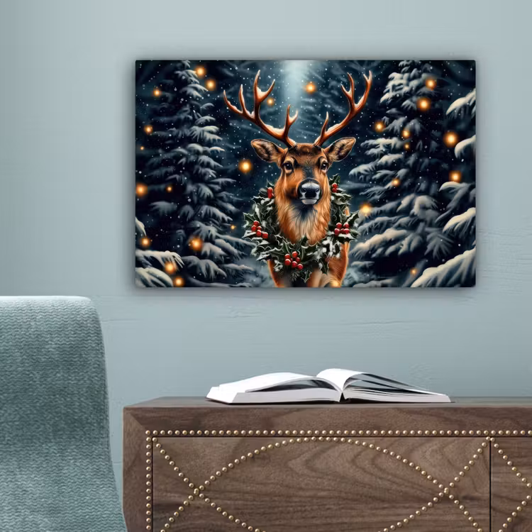 Kerst - Magie - Bos - Kleurrijk canvas 2cm klein -sfeer4