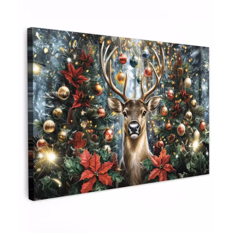 Kerstfeest - Dennenbos - Rood canvas 2cm klein -z3d