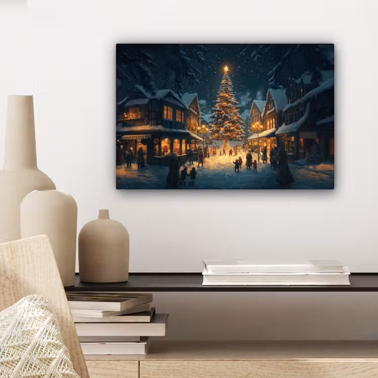 Kerstfeest - Dorp - Donker canvas 2cm klein -sfeer6