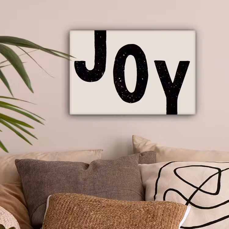 Kerst - Quote - Joy - Zwart - Feestdagen canvas 2cm klein -sfeer1