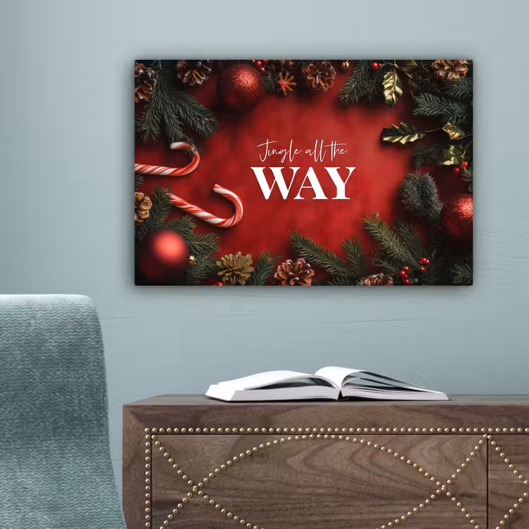 Kerst - Quote - Rood - Kerstballen canvas 2cm klein -sfeer4