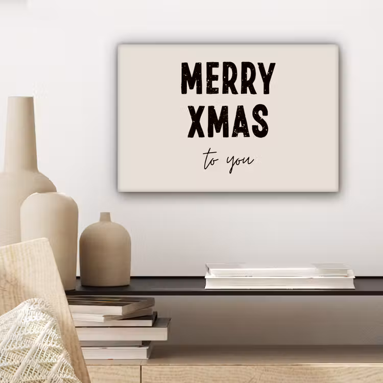 Kerst - Quotes - Merry xmas - Feestdagen - Zwart canvas 2cm klein -sfeer6