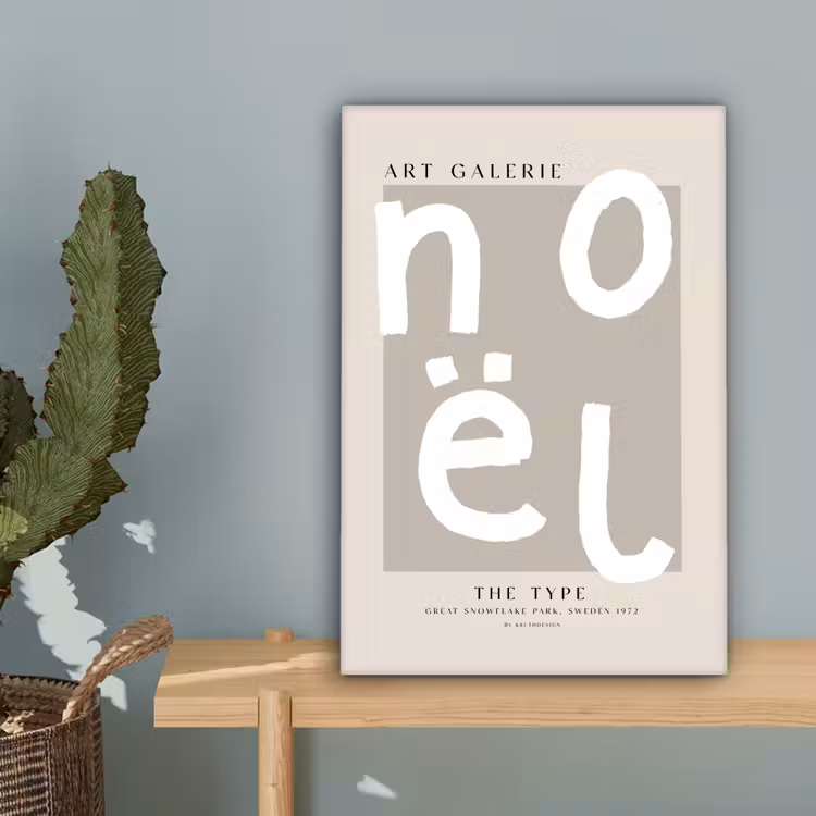 Kerstmis - Quotes - Noël - Wit - Beige canvas 2cm klein -sfeer4