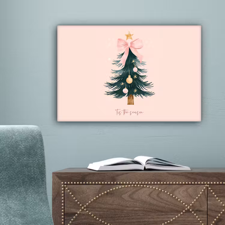Christmas Season - Kerst - Kerstboom - Roze canvas 2cm klein -sfeer4