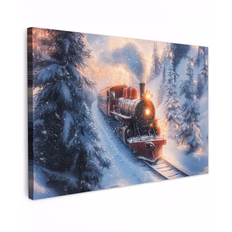 Kersttrein - Sneeuw - Winter - Kerst canvas 2cm klein -z3d