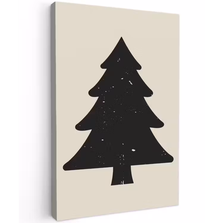 Kerstboom - Zwarte kerstboom - Boom - Japandi canvas 2cm klein -z3d