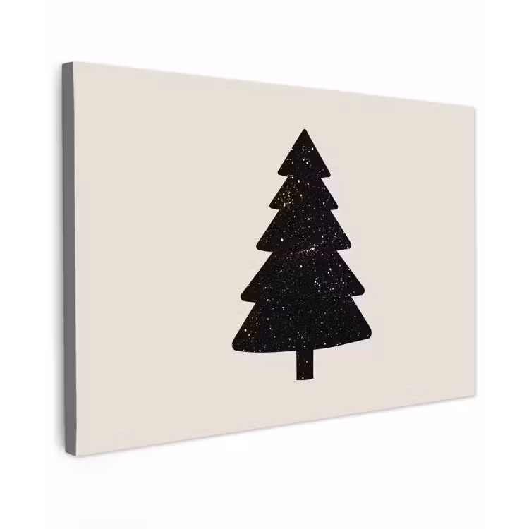 Kerstboom - Zwart - Feestdagen - Beige canvas 2cm klein -z3d