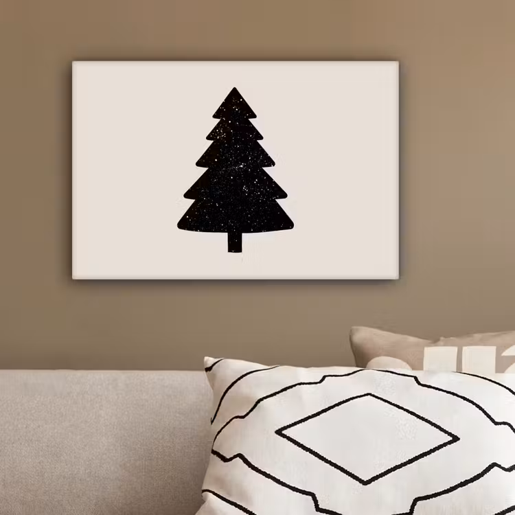 Kerstboom - Zwart - Feestdagen - Beige canvas 2cm klein -sfeer3