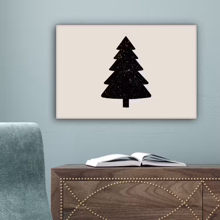 Kerstboom - Zwart - Feestdagen - Beige canvas 2cm klein -sfeer4
