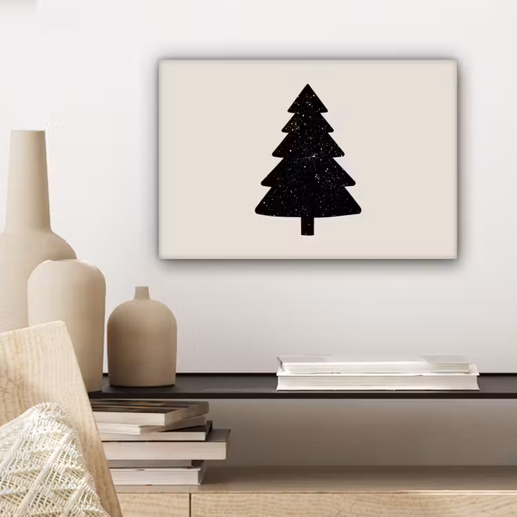 Kerstboom - Zwart - Feestdagen - Beige canvas 2cm klein -sfeer6