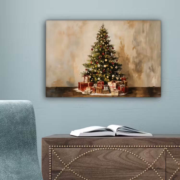 Kerstboom - Versierd - Kleurrijk canvas 2cm klein -sfeer4