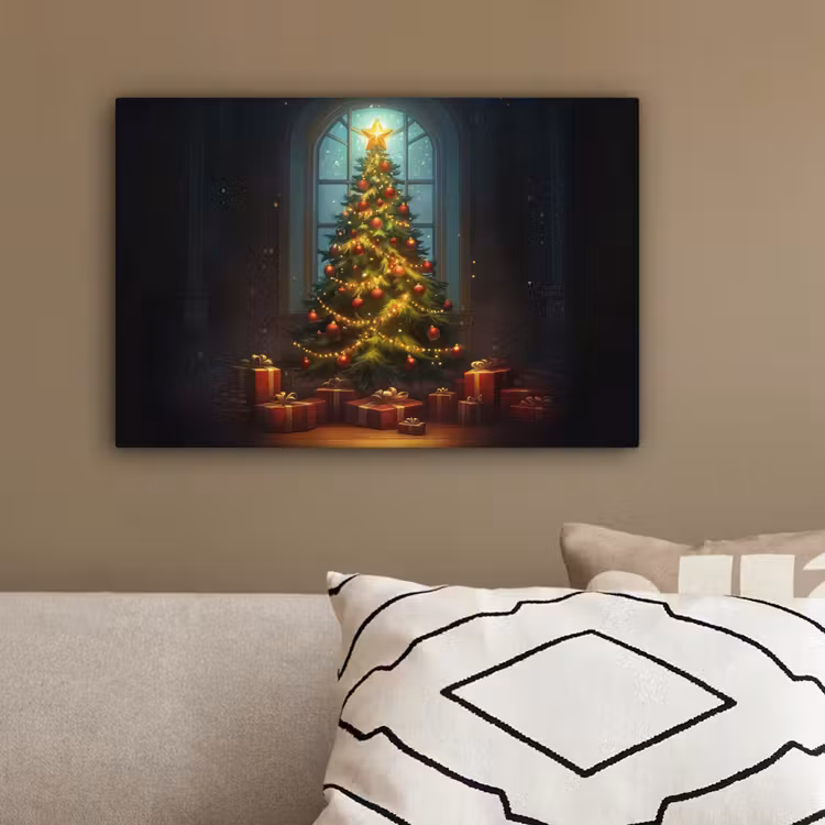 Kerstboom - Cadeau - Kerst - Winter canvas 2cm klein -sfeer3