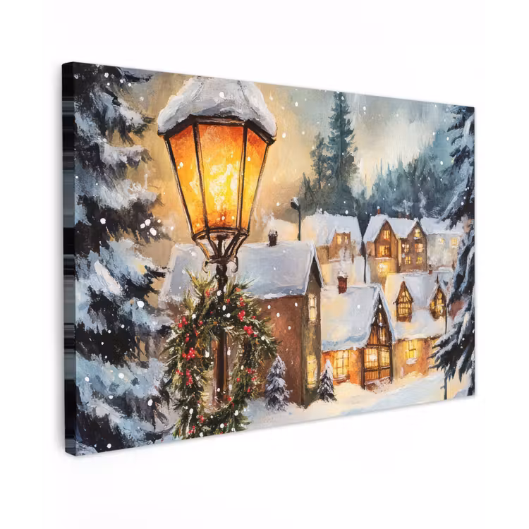 Kerstdorp - Huizen - Sneeuw - Kerst canvas 2cm klein -z3d