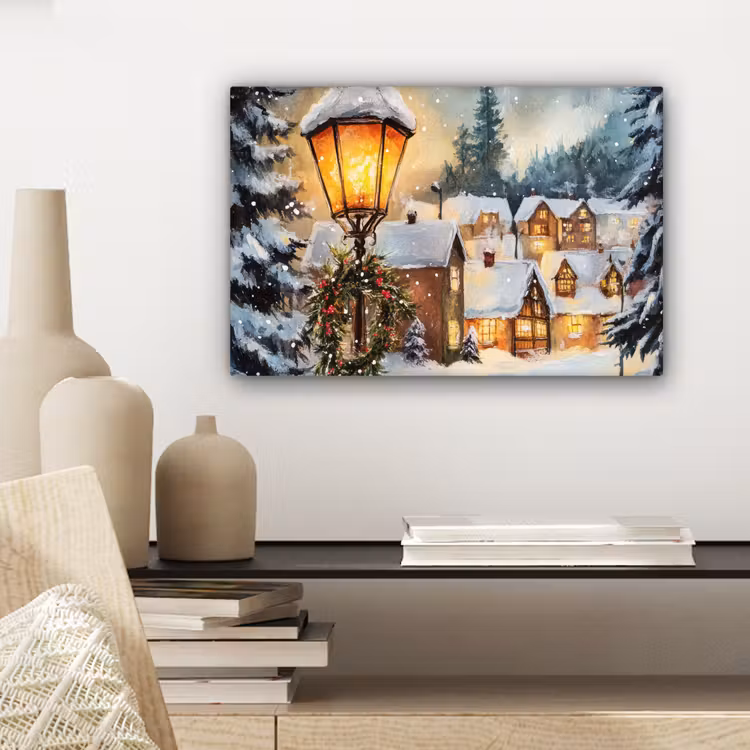 Kerstdorp - Huizen - Sneeuw - Kerst canvas 2cm klein -sfeer6
