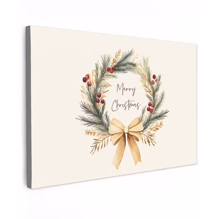Kerstkrans - Kerst - Goud - Beige canvas 2cm klein -z3d