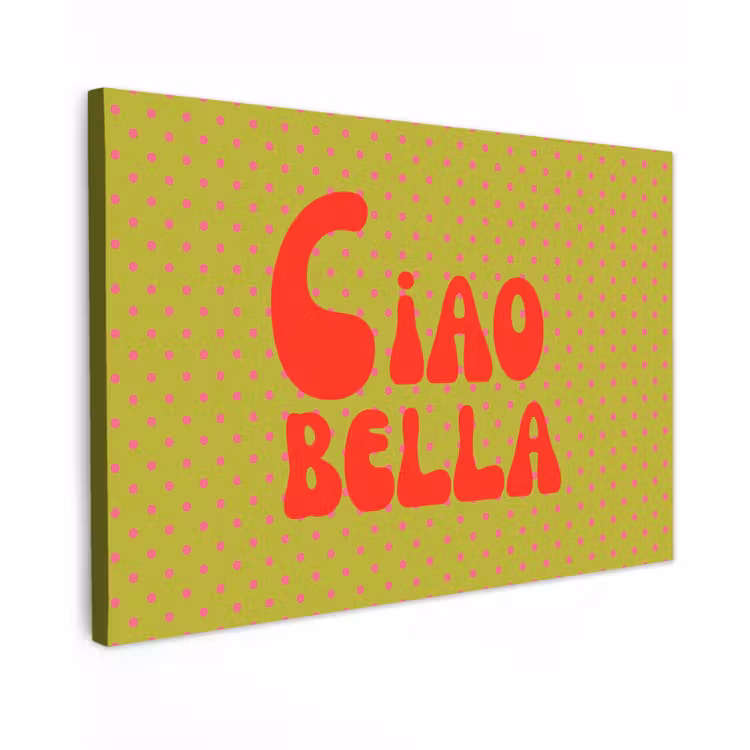 Ciao bella - Rood - Groen - Stippen canvas 2cm klein -z3d