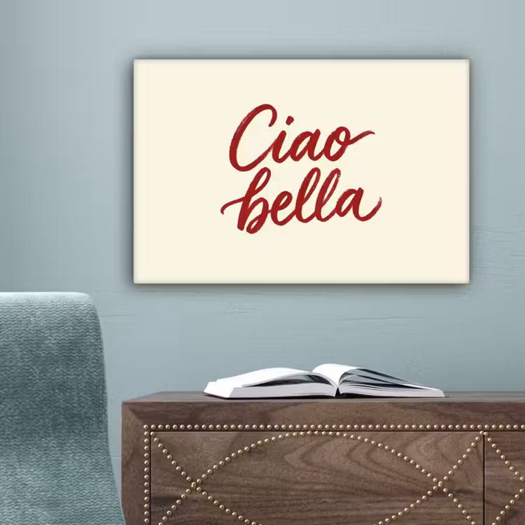 Ciao bella - Rood - Wit - Minimalistisch canvas 2cm klein -sfeer4