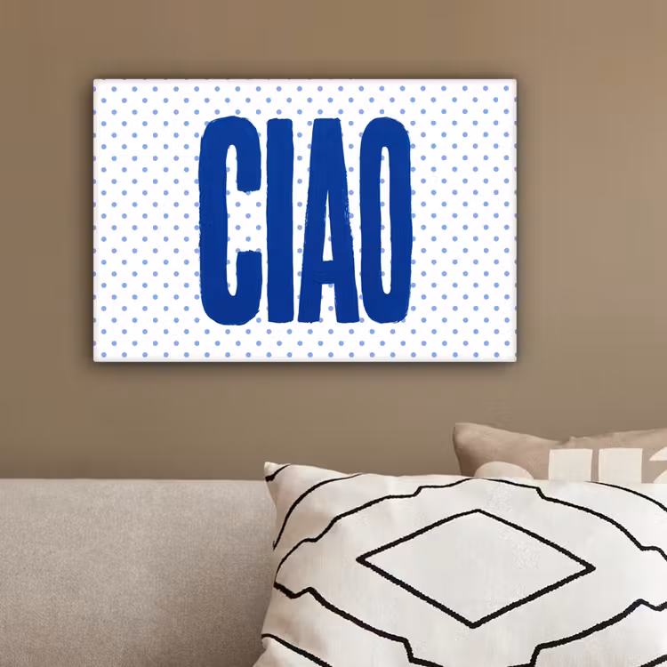 Ciao - Stippen - Roze - Wit canvas 2cm klein -sfeer3