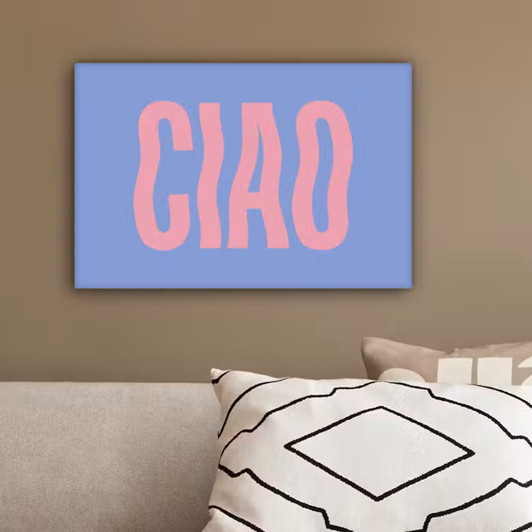 Ciao - Roze - Blauw - Golvend canvas 2cm klein -sfeer3