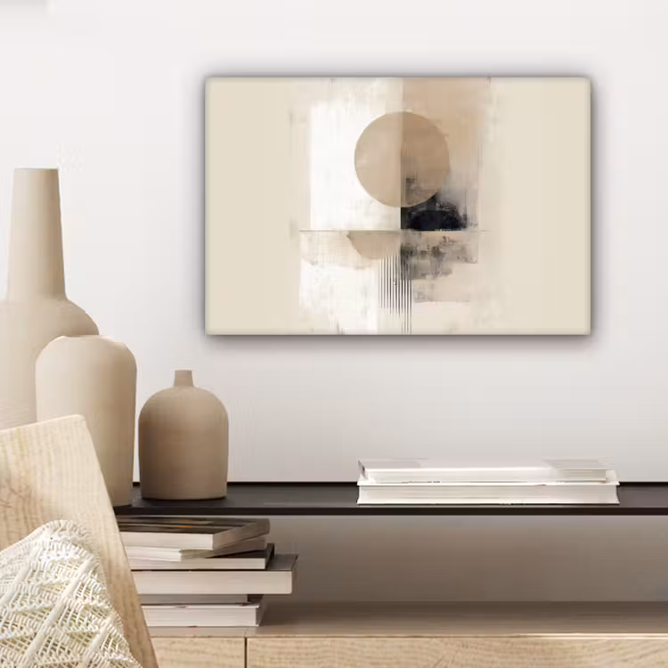 Cirkel - Compositie - Diepte - Beige canvas 2cm klein -sfeer6