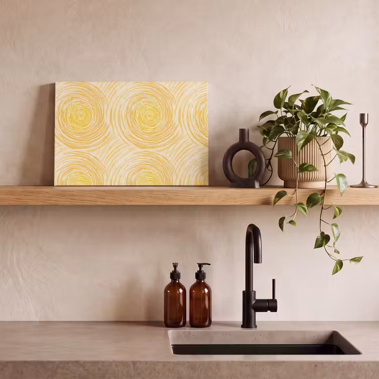 Cirkels - Abstract - Artistiek - Geel canvas 2cm klein 34 -sfeer3