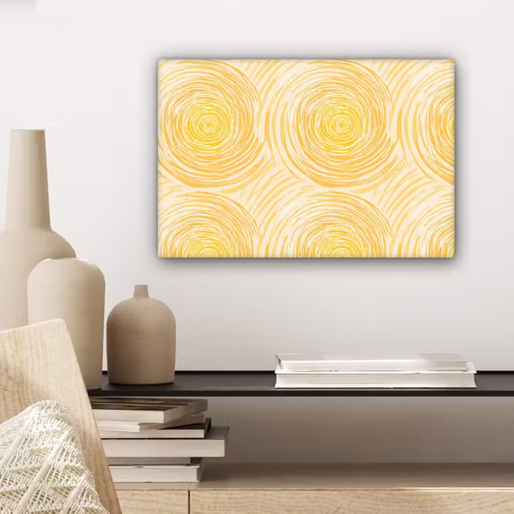 Cirkels - Abstract - Artistiek - Geel canvas 2cm klein 34 -sfeer6