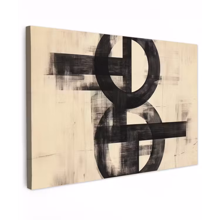 Cirkels - Balken - Zwart - Abstract canvas 2cm klein -z3d