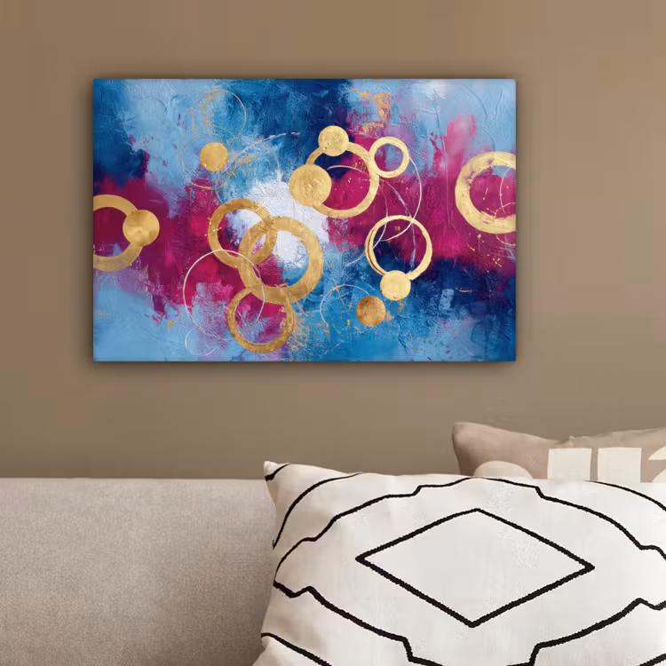 Cirkels - Goud - Abstract canvas 2cm klein -sfeer3