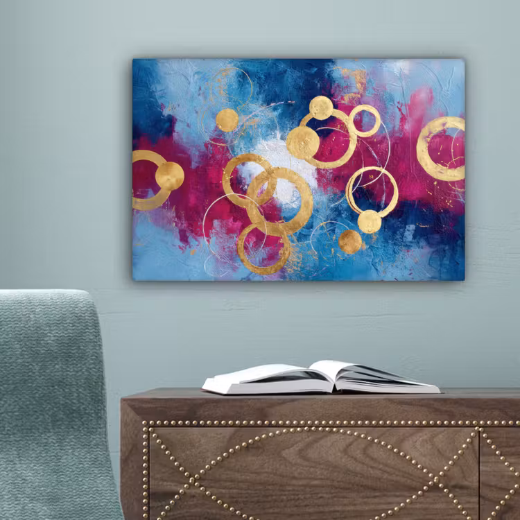 Cirkels - Goud - Abstract canvas 2cm klein -sfeer4