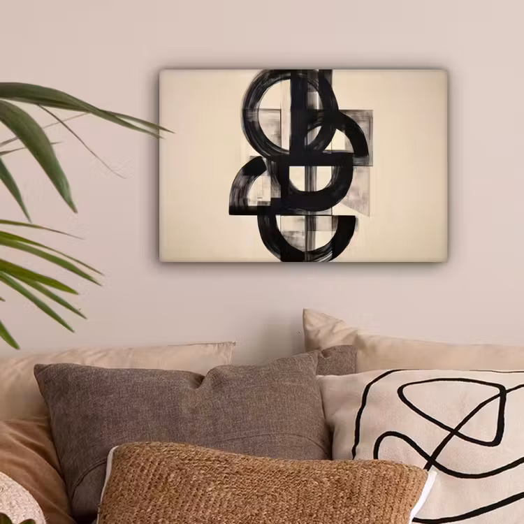 Cirkels - Lijnen - Vormen - Zwart canvas 2cm klein -sfeer1