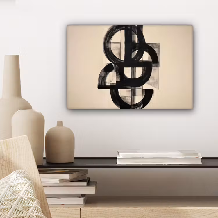 Cirkels - Lijnen - Vormen - Zwart canvas 2cm klein -sfeer6