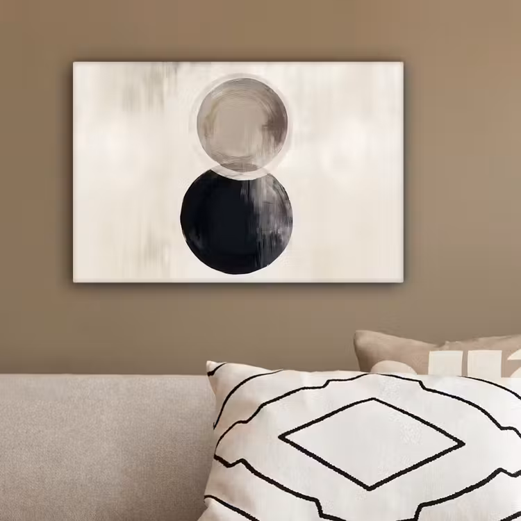 Cirkels - Vorm - Beige - Abstract canvas 2cm klein -sfeer3
