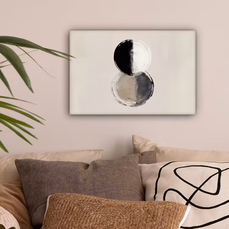 Cirkels - Strepen - Minimalistisch - Zwart canvas 2cm klein -sfeer1