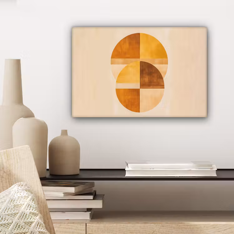 Cirkels - Geel - Minimalistisch canvas 2cm klein -sfeer6