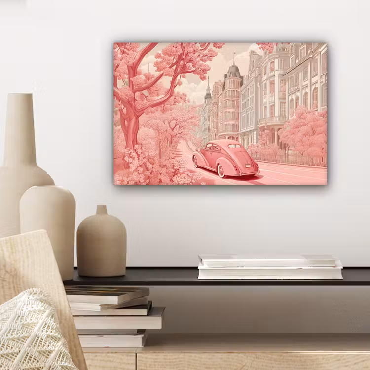 City - Car - Pink canvas 2cm klein -sfeer6