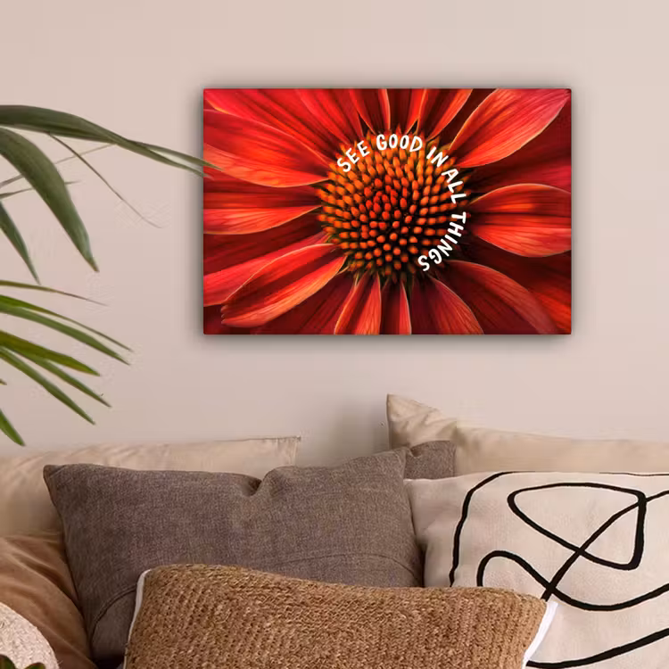 Close up - Bloem - Quote - Rood canvas 2cm klein -sfeer1