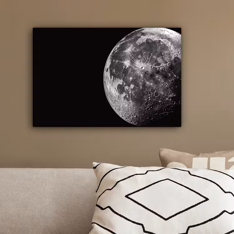 Close-up - Maan - Wit - Textuur canvas 2cm klein -sfeer3