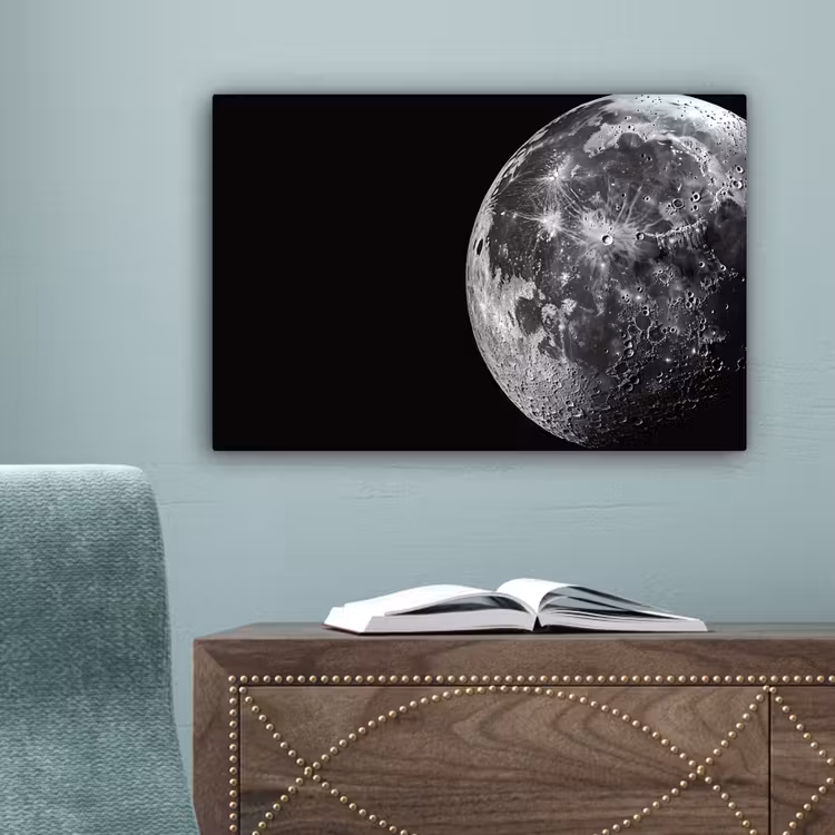 Close-up - Maan - Wit - Textuur canvas 2cm klein -sfeer4